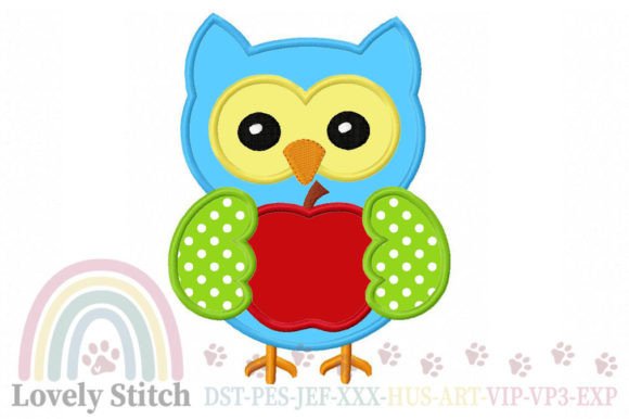 Owl Apple Embroidery Design