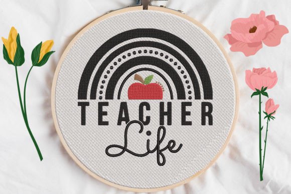 Teacher Life Rainbow and Apple